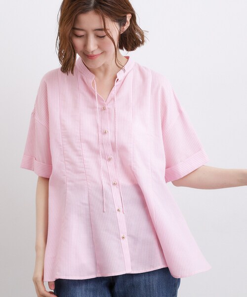 grove(グローブ)の「【洗濯機OK・ひんやり】さらっと軽やか、夏のフレアシャツ(シャツ/ブラウス・レディース・ピンク系3/ブルー系2/ホワイト系5/ライトグリーン系2・05/04/03/02/01)」の17枚目の写真