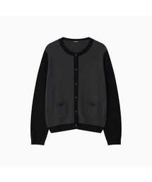 STAR TWO TONE BUTTON CARDIGAN, BLACK