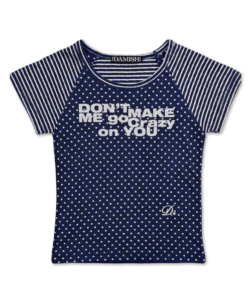 DAMISH(ダミシュ)の「ドットストライプレタリングショートスリーブ_ネイビー(Tシャツ/カットソー・レディース・ネイビー・OS)」の1枚目の写真