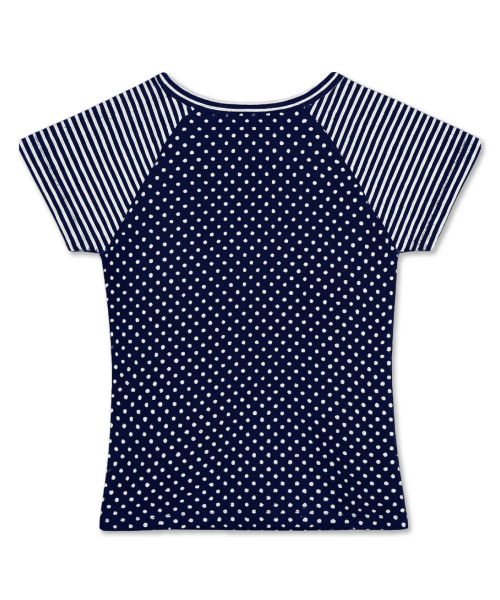 DAMISH(ダミシュ)の「ドットストライプレタリングショートスリーブ_ネイビー(Tシャツ/カットソー・レディース・ネイビー・OS)」の3枚目の写真