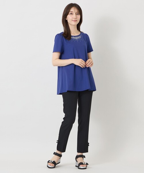 TO BE CHIC(トゥー ビー シック)の「ルミエール ホットフィットチュニック(Tシャツ/カットソー・レディース・ライトブルー/ブラック・40)」の10枚目の写真