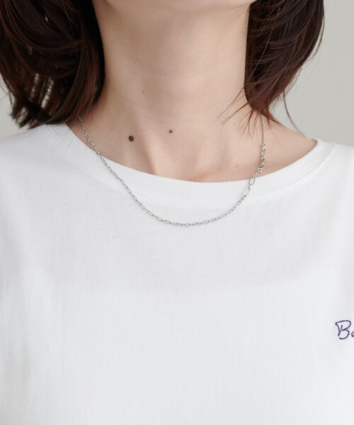 DISCOAT(ディスコート)の「【WEB限定】チュールギャザーTシャツ(Tシャツ/カットソー・レディース・オフホワイト/ブラック・FREE)」の3枚目の写真