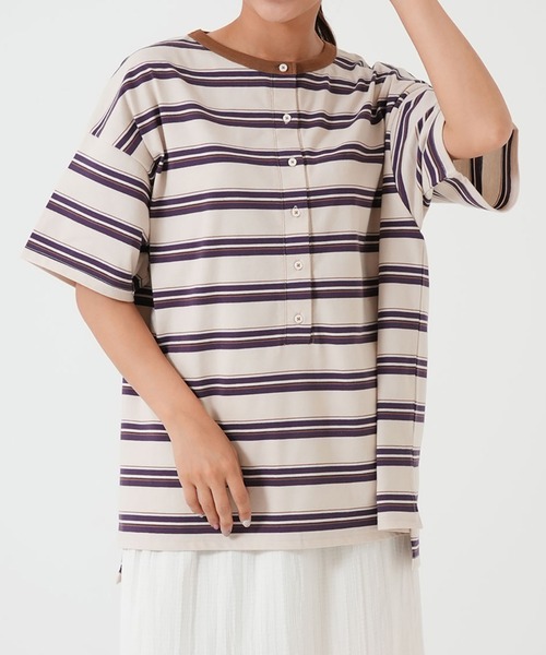 HEART MARKET(ハートマーケット)の「ヘンリーチュニック(Tシャツ/カットソー・レディース・ナチュラル/ブラック/レッド系/ブラウン系・FREE)」の3枚目の写真