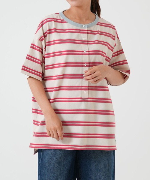 HEART MARKET(ハートマーケット)の「ヘンリーチュニック(Tシャツ/カットソー・レディース・ナチュラル/ブラック/レッド系/ブラウン系・FREE)」の4枚目の写真