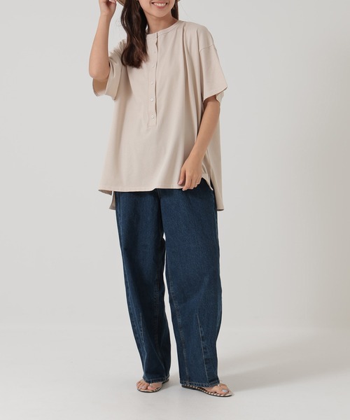 HEART MARKET(ハートマーケット)の「ヘンリーチュニック(Tシャツ/カットソー・レディース・ナチュラル/ブラック/レッド系/ブラウン系・FREE)」の5枚目の写真