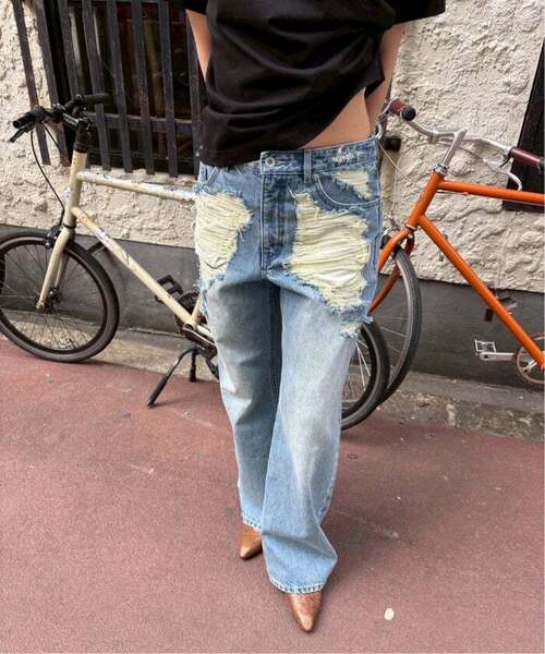 Oriens JOURNAL STANDARD(オリエンス ジャーナルスタンダード)の「《追加》ブロークンダメージデニムパンツ(デニムパンツ・レディース・ライトブルー・36/38)」の10枚目の写真