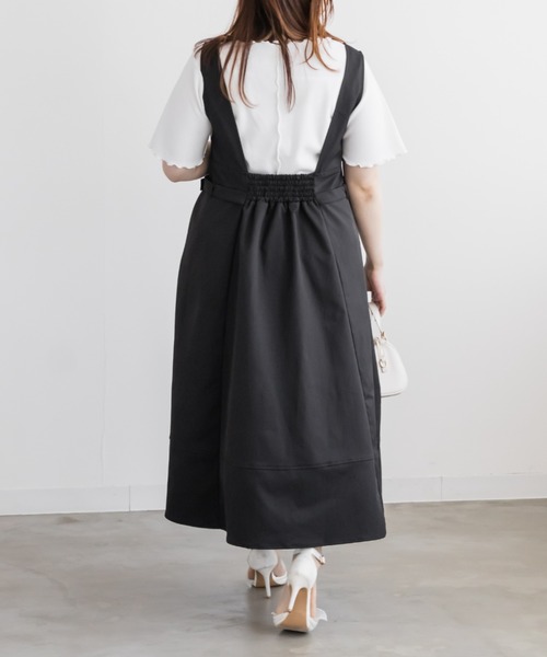 CLETTE(クレット)の「サイドベルトVネックジャンスカワンピース(ワンピース・レディース・グレイッシュベージュ/ピンクベージュ/ブラック・3L/4L/LL)」の6枚目の写真