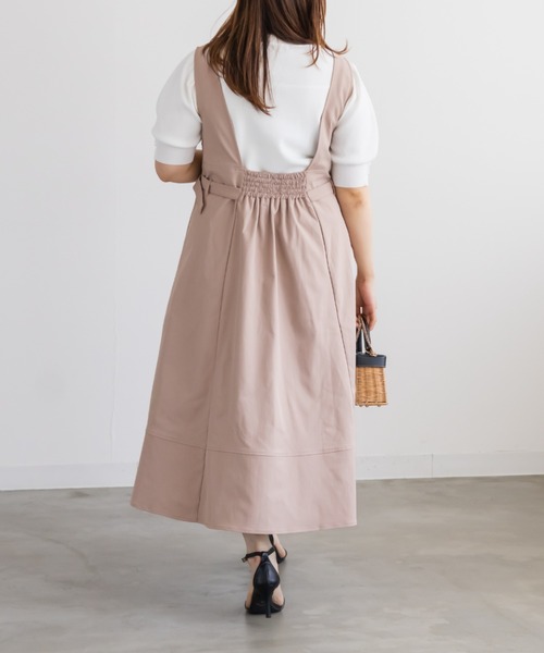 CLETTE(クレット)の「サイドベルトVネックジャンスカワンピース(ワンピース・レディース・グレイッシュベージュ/ピンクベージュ/ブラック・3L/4L/LL)」の12枚目の写真