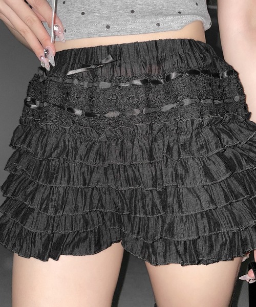 me+em select(ミームセレクト)の「【 3color 】シアーフリルレースショートパンツ / Sheer frill lace shorts(その他パンツ・レディース・ホワイト/ブラック/ピンク・FREE)」の19枚目の写真