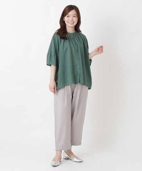 one'sterrace（ワンズテラス）の「綿ワッシャー 裾プリーツパンツ（その他パンツ・レディース・アイボリー系8/ライトグレー系8/ブラック系8・02）」の12枚目の写真
