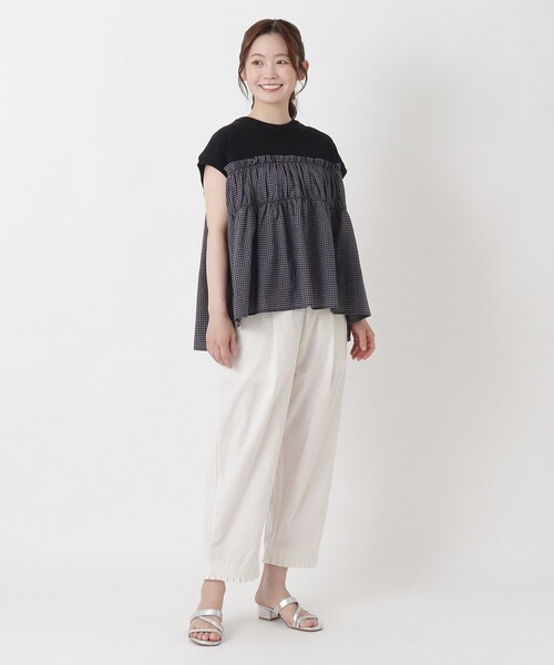 one'sterrace（ワンズテラス）の「綿ワッシャー 裾プリーツパンツ（その他パンツ・レディース・アイボリー系8/ライトグレー系8/ブラック系8・02）」の17枚目の写真