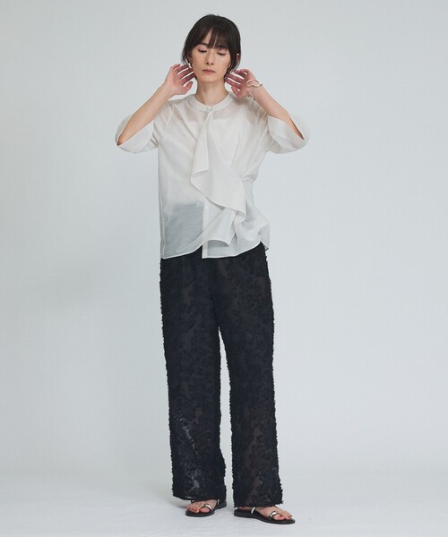 qualite(カリテ)の「フラワーフリンジ ジャガードパンツ(その他パンツ・レディース・ブラック/オフホワイト・36/38)」の21枚目の写真