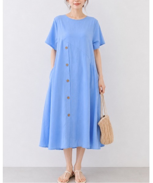 FAZVY(ファズビー)の「アシンメトリーワンピース(ワンピース・レディース・スカイブルー/ブラウン/ホワイト・M)」の18枚目の写真