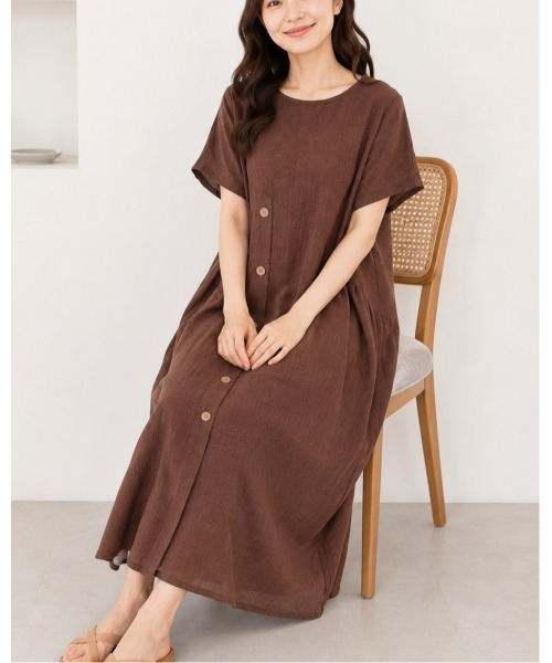 FAZVY(ファズビー)の「アシンメトリーワンピース(ワンピース・レディース・スカイブルー/ブラウン/ホワイト・M)」の9枚目の写真