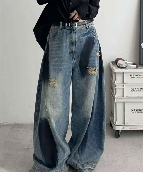 REBALANCE(リバランス)の「ダメージワイドデニム(デニムパンツ・レディース・A・MEDIUM/LARGE/X-LARGE)」の12枚目の写真