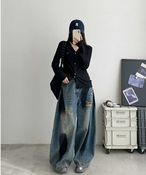 REBALANCE(リバランス)の「ダメージワイドデニム(デニムパンツ・レディース・A・MEDIUM/LARGE/X-LARGE)」の7枚目の写真