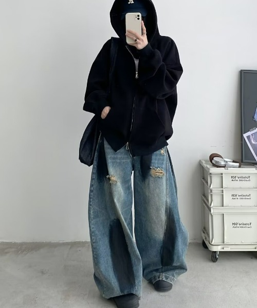 REBALANCE(リバランス)の「ダメージワイドデニム(デニムパンツ・レディース・A・MEDIUM/LARGE/X-LARGE)」の10枚目の写真