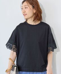 袖レースカットプルオーバー