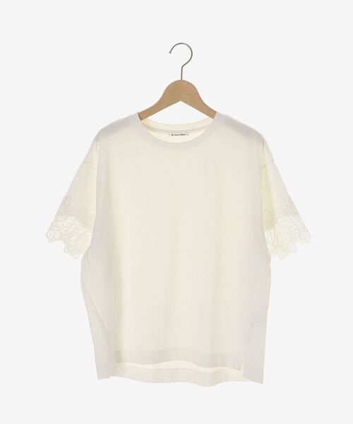 le.coeur blanc（ルクールブラン）の「袖レースカットプルオーバー（Tシャツ/カットソー・レディース・オフホワイト/ブラック・38）」の6枚目の写真