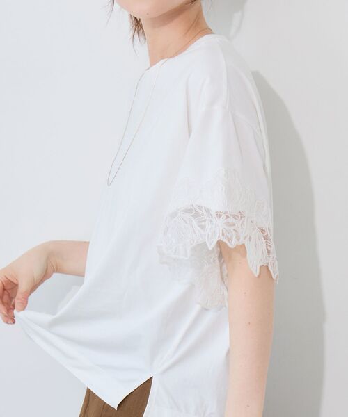 le.coeur blanc（ルクールブラン）の「袖レースカットプルオーバー（Tシャツ/カットソー・レディース・オフホワイト/ブラック・38）」の12枚目の写真