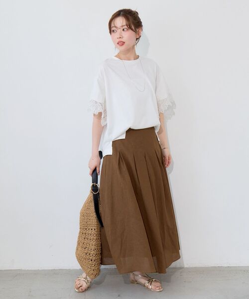 le.coeur blanc（ルクールブラン）の「袖レースカットプルオーバー（Tシャツ/カットソー・レディース・オフホワイト/ブラック・38）」の14枚目の写真