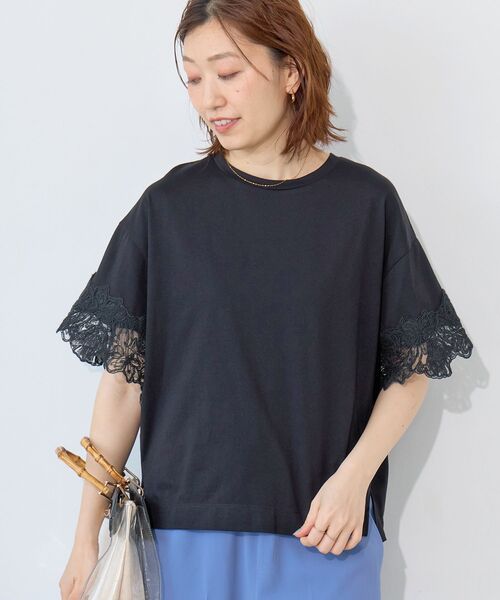 le.coeur blanc（ルクールブラン）の「袖レースカットプルオーバー（Tシャツ/カットソー・レディース・オフホワイト/ブラック・38）」の20枚目の写真