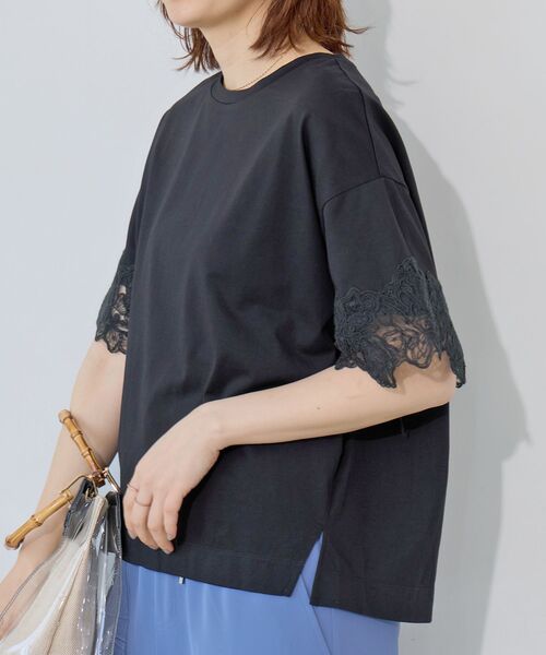 le.coeur blanc（ルクールブラン）の「袖レースカットプルオーバー（Tシャツ/カットソー・レディース・オフホワイト/ブラック・38）」の21枚目の写真