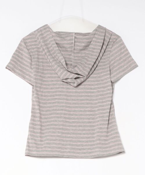 AsheKsha（アシクシャ）の「細ストライプのダブルボタンショート丈半袖（Tシャツ/カットソー・レディース・マルチ・M）」の10枚目の写真