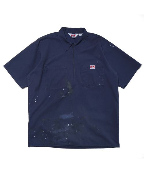 BEN DAVIS(ベンデイビス)の「SS Half Zip Shirt〈Ben Davis Signature collection Curated by POGGY〉/ハーフジップシャツ ペイント(シャツ/ブラウス・メンズ・ネイビー・MEDIUM/XX-LARGE/LARGE)」の1枚目の写真
