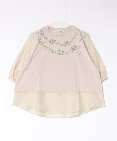 SUPER HAKKA(スーパーハッカ)の「フラワーネックリース刺繍×レーヨンポリエステルカットソー(Tシャツ/カットソー・レディース・ライトブルー/ベージュ/ブラック・FREE)」の9枚目の写真