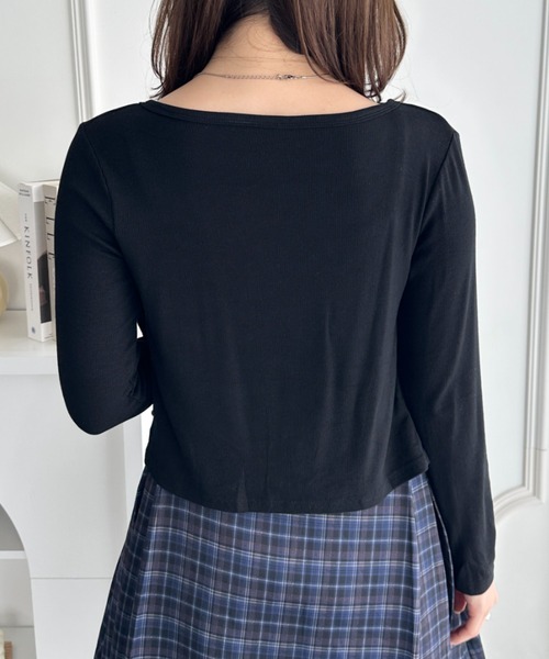 CLEA(クレア)の「カップ付きキャミソール×ショート丈カーディガンセット(Tシャツ/カットソー・レディース・グレー/ブラック/チャコールグレー/ホワイト/カーキ・FREE)」の13枚目の写真
