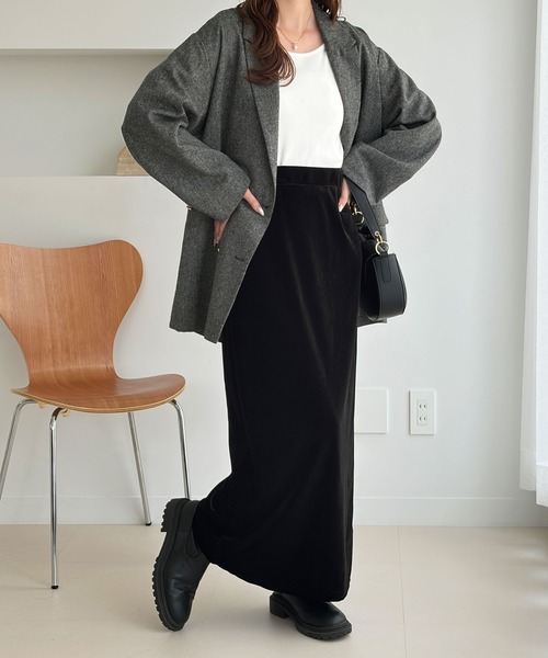 GeeRA(ジーラ)の「ベロアナローロングスカート(スカート・レディース・チャコールグレー/ブラック/ブラウン・MEDIUM/SMALL/X-LARGE/LARGE)」の7枚目の写真