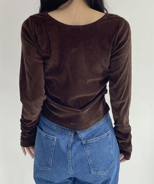 SOELA(ソエラ)の「【SOELA】ベロアギャザートップス/WEB限定(Tシャツ/カットソー・レディース・ブラウン/ブラック/アイボリー・FREE)」の14枚目の写真
