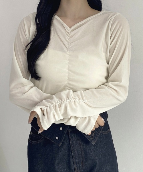 SOELA(ソエラ)の「【SOELA】ベロアギャザートップス/WEB限定(Tシャツ/カットソー・レディース・ブラウン/ブラック/アイボリー・FREE)」の17枚目の写真