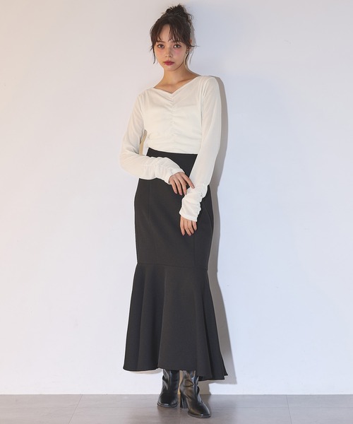 SOELA(ソエラ)の「【SOELA】ベロアギャザートップス/WEB限定(Tシャツ/カットソー・レディース・ブラウン/ブラック/アイボリー・FREE)」の16枚目の写真