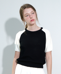 Round Color Matching Half Knit (Black)