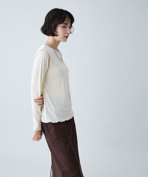 ANY(エニィ)の「配色メロープルオーバー(Tシャツ/カットソー・レディース・サックスブルー系/アイボリー系/黄土色系・LARGE/MEDIUM)」の14枚目の写真