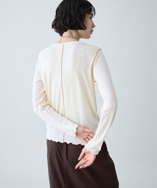 ANY(エニィ)の「配色メロープルオーバー(Tシャツ/カットソー・レディース・サックスブルー系/アイボリー系/黄土色系・LARGE/MEDIUM)」の15枚目の写真