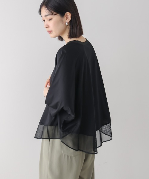 Bou Jeloud(ブージュルード)の「レーヨン天竺異素材ペプラムプルオーバー(Tシャツ/カットソー・レディース・オフホワイト/ブラック・FREE)」の15枚目の写真