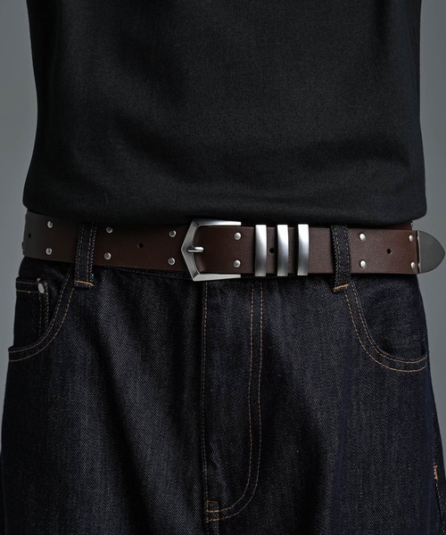 ADRER(アドラー)の「ADRER The Leather Western Belt / アドラー ザ レザー ウエスタンベルト(ベルト・メンズ・ブラウン/ブラック・FREE)」の2枚目の写真