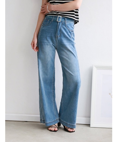 fifth(フィフス)の「共布ベルト付きデニムパンツ(デニムパンツ・レディース・ブルー・M)」の3枚目の写真