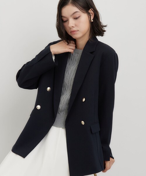 THE SHOP TK (ザ ショップ ティーケー )の「クラシカルな雰囲気 ダブルブレストジャケット(テーラードジャケット・レディース・ネイビー/チャコールグレー・11/13/12)」の3枚目の写真