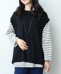 【大きいサイズ】【抗ピリング】バックシャンニットベスト