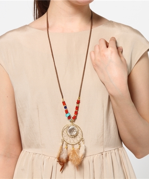 チャイハネ（チャイハネ）の「【チャイハネ】サニードリームキャッチャーネックレス（ネックレス・レディース・ブラック/レッド・FREE）」の6枚目の写真