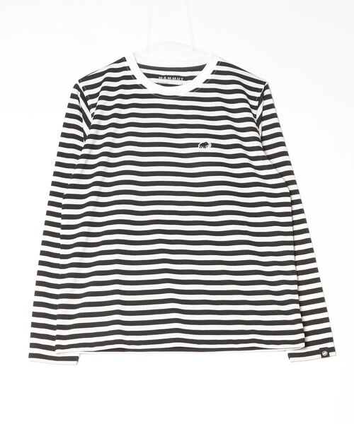 Mammut(マムート)の「マムート ストライプ ロングスリーブ アジアンフィット / Mammut Stripe Longsleeve AF(Tシャツ/カットソー・メンズ・ブラック×ホワイト・MEDIUM/LARGE/SMALL/X-LARGE)」の1枚目の写真