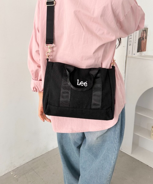 Lee(リー)の「Lee.2WAY スクエアトートバッグ.ショルダーバッグ.キャンバス.コーデュロイ.A4対応.軽量.ユニセックス(トートバッグ・レディース・ブラック×ブラック/ホワイト×ブラック/ホワイト×ホワイト/ブラウン・FREE)」の12枚目の写真