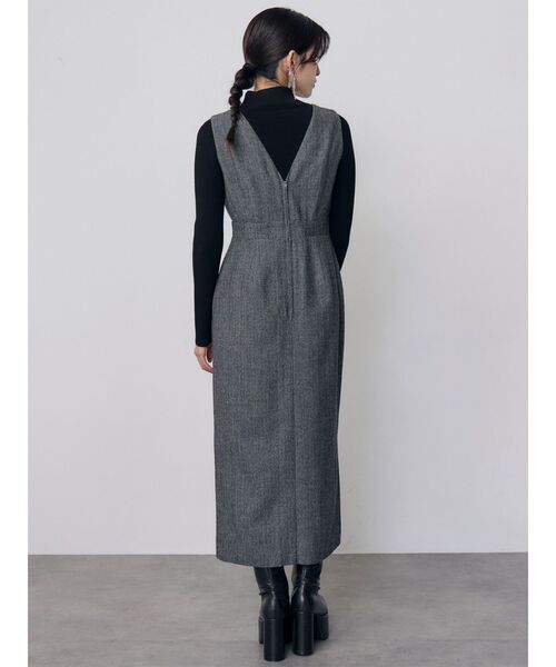 MURUA(ムルーア)の「ヘリンボーンイレヘムジャンパースカート 秋服 冬服(ワンピース・レディース・ブラウン/グレー・2/1)」の6枚目の写真