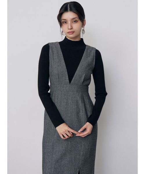 MURUA(ムルーア)の「ヘリンボーンイレヘムジャンパースカート 秋服 冬服(ワンピース・レディース・ブラウン/グレー・2/1)」の7枚目の写真
