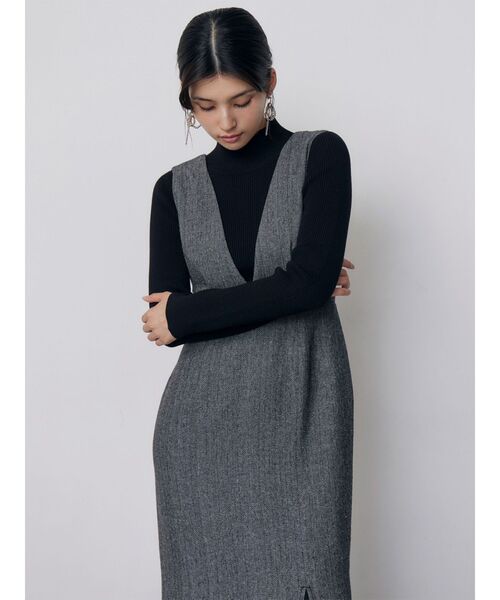 MURUA(ムルーア)の「ヘリンボーンイレヘムジャンパースカート 秋服 冬服(ワンピース・レディース・ブラウン/グレー・2/1)」の9枚目の写真