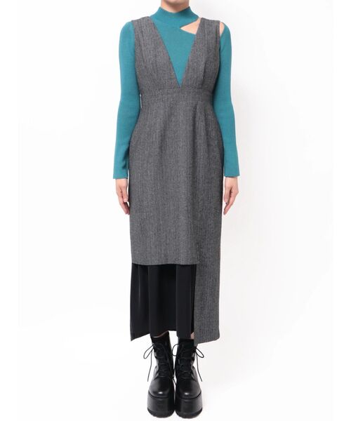 MURUA(ムルーア)の「ヘリンボーンイレヘムジャンパースカート 秋服 冬服(ワンピース・レディース・ブラウン/グレー・2/1)」の15枚目の写真